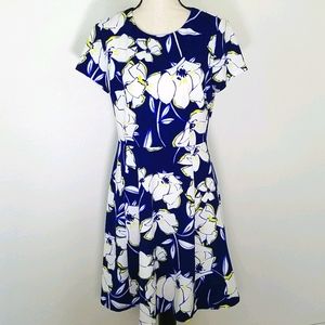 ELIZA J Navy Blue w/White Floral Dress, size 10